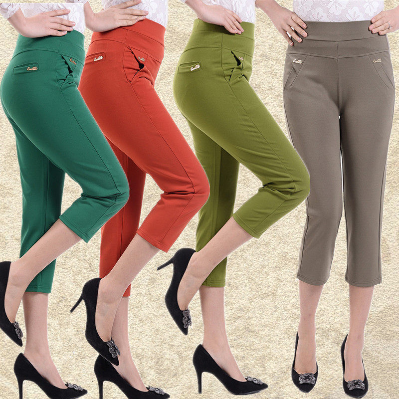 包郵中老年女褲七分短褲大碼高腰彈力媽媽彩褲夏薄款女士短褲子在類目 女裝/女士精品, 褲子, 打底褲中 - 來自Buy2taobao.com提供專業的淘寶代購服務