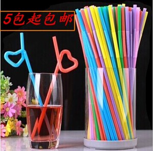 一次性彩色艺术吸管奶茶果汁冷饮酒吧专用DIY造型加长细吸管28CM