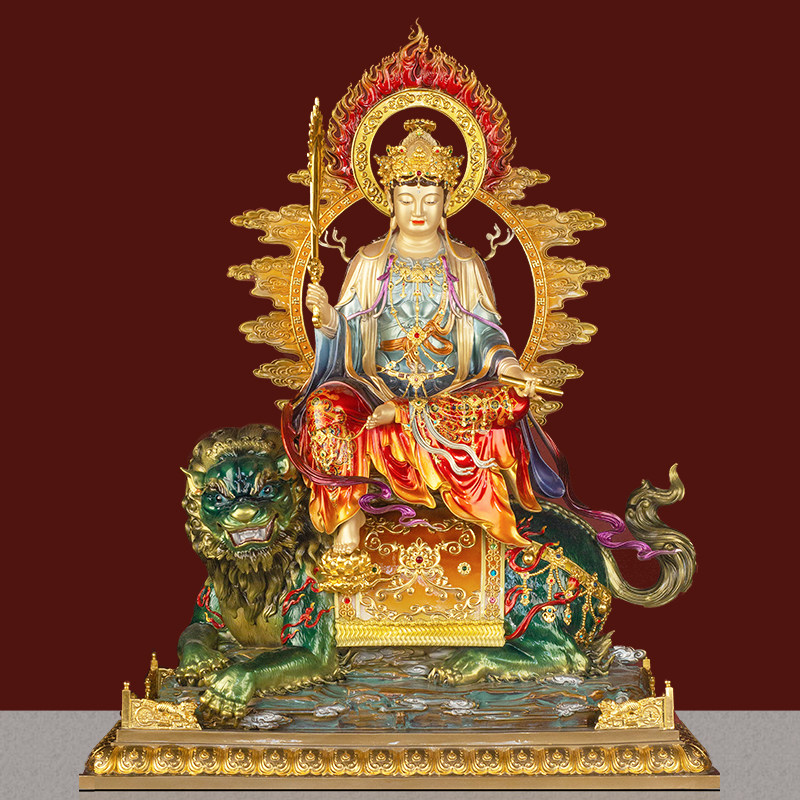 精雕纯铜四大菩萨神像文殊普贤像