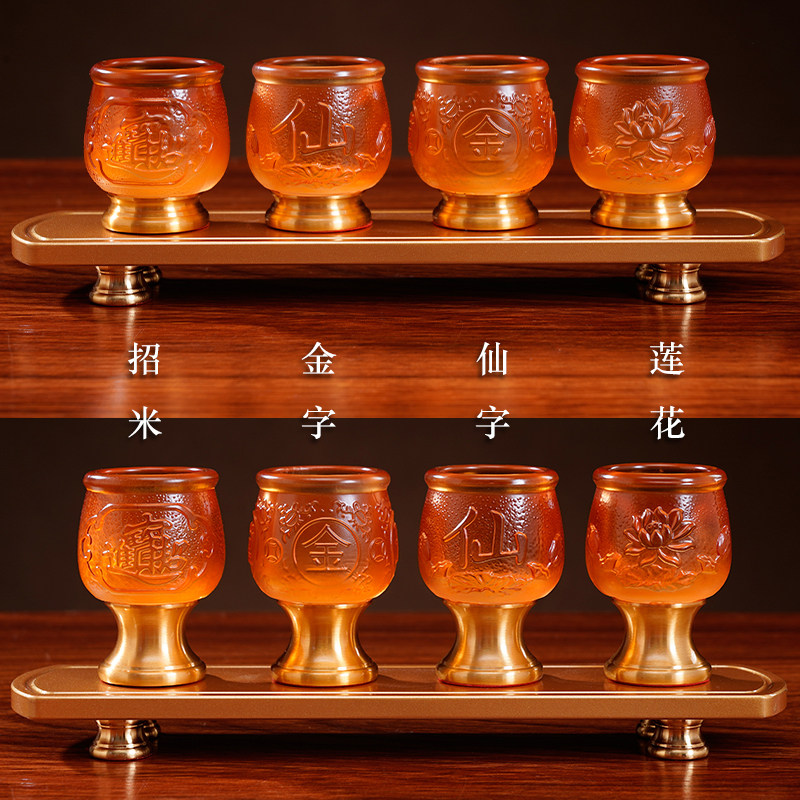 供佛三连供杯敬财神五连酒杯招财琉璃莲花圣水杯仙家用茶杯观音杯,家居饰品,装饰摆件,淘宝优惠券,粉丝福利购,淘宝优惠卷
