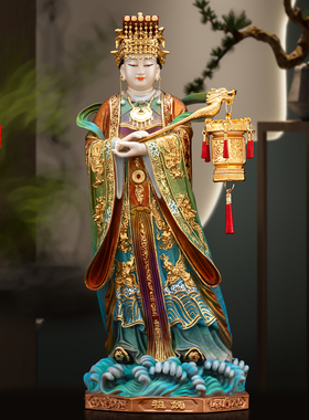 纯铜彩绘妈祖神像天上圣母娘娘像