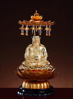 佛堂中式风装饰摆件璎珞莲花底座