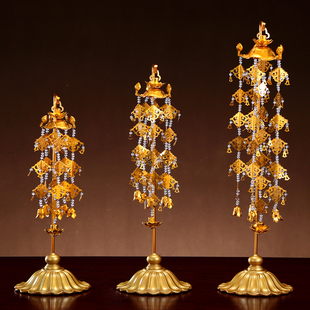 佛前供花摆件鎏金璎珞宝盖供佛幢幡璎珞宝盖华盖佛伞寺庙中式装饰