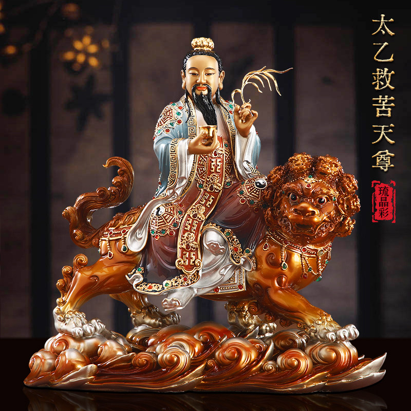 纯铜彩绘太乙真人救苦天尊神像