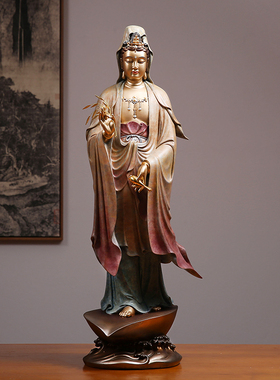 禅意风观音菩萨寺庙金童玉女佛像
