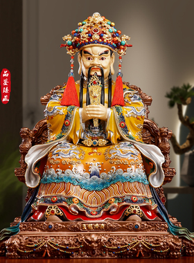 纯铜彩绘龙五爷神像龙王菩萨摆件