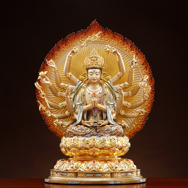 准提佛母全铜十八臂准提菩萨摆件大号佛堂供奉金刚准胝观音佛像