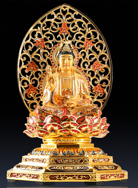 台湾宝华居家彩绘带背光观音佛像