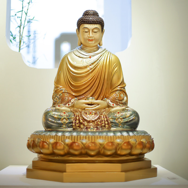 释迦掐丝珐琅镶金成道菩萨佛像