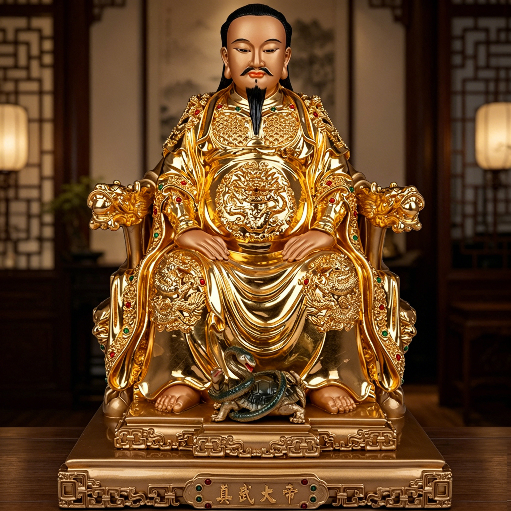 纯铜龙椅真武大帝神像供奉武当山玄武大帝龟蛇道家北极荡魔天尊