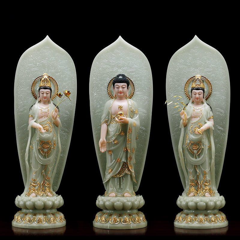 汉白玉西方三圣站像观音菩萨佛像