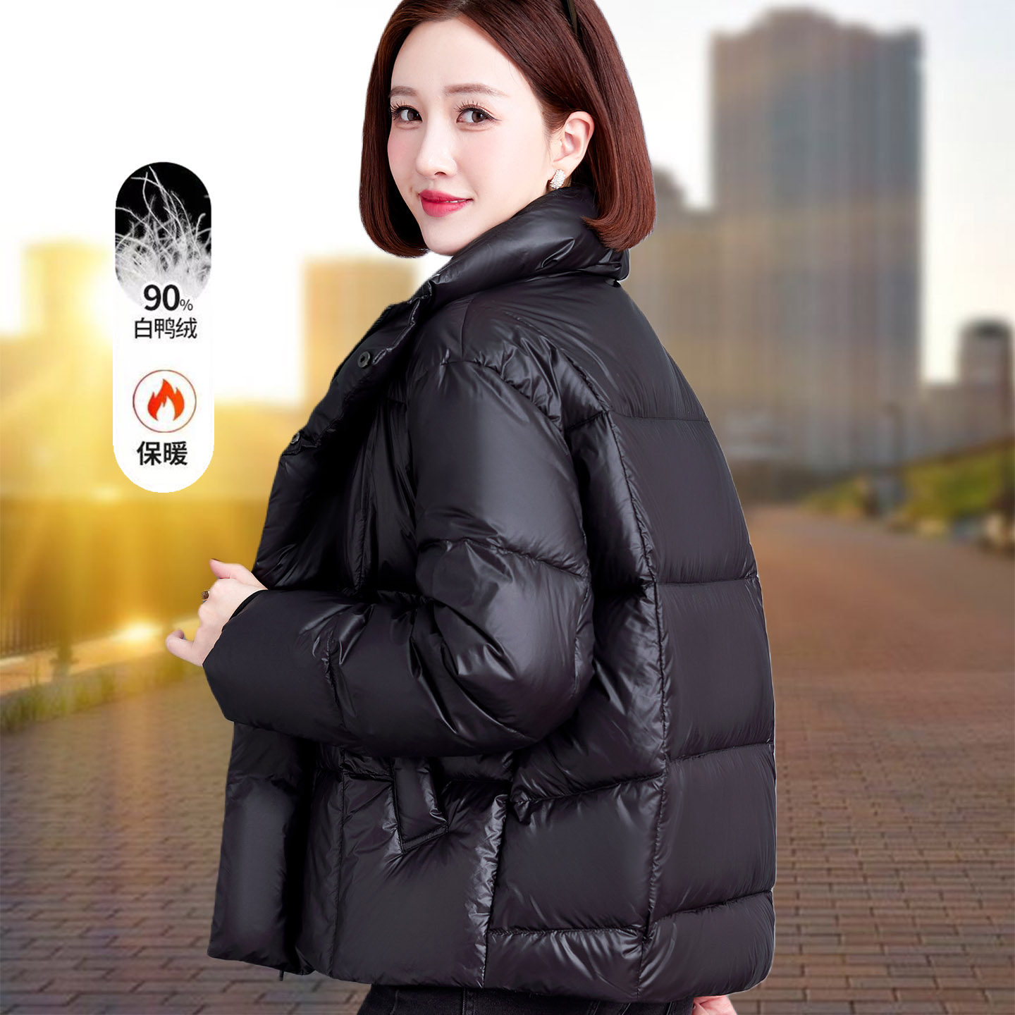 短款羽绒服女冬季2025新款品牌正品加厚中年妈妈白鸭绒冬装外套