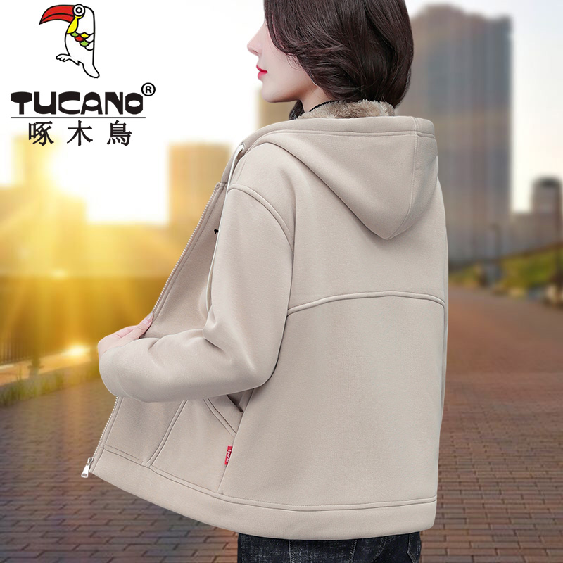 啄木鸟韩版短款棉加绒外套