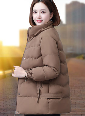 中长款羽绒棉服女冬季2026新款中年妈妈加厚冬装休闲防寒棉衣外套