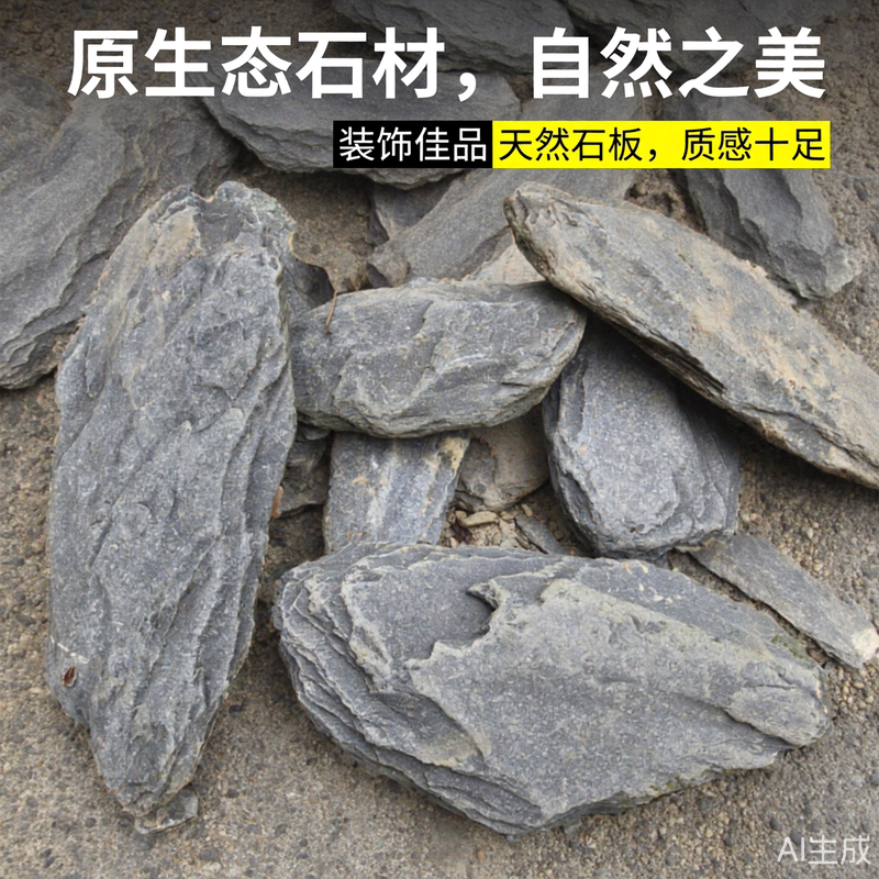 原生缸片岩造景石溪流缸主石鱼缸造景底部天然砂石乌龟晒台石专用