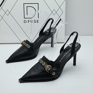 真皮铆钉包头高跟皮带扣一字带女凉鞋 夏季 迪芙斯撤柜断码 FUSE