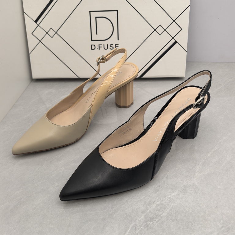 D:FUSE/迪芙斯撤柜夏季真皮包头甜美高跟百搭一字扣带时装凉鞋女