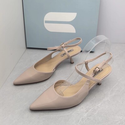 comely康莉撤柜断码夏季真皮时尚百搭尖头包头高跟一字带OL女凉鞋