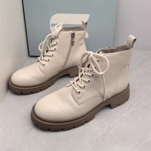 Comely康莉撤柜断码秋冬季真皮休闲厚底系带马丁靴圆头百搭女短靴