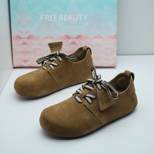 磨砂复古吐司鞋 自由姿色撤柜断码 春季 真皮系带拼色勃肯鞋 休闲女鞋