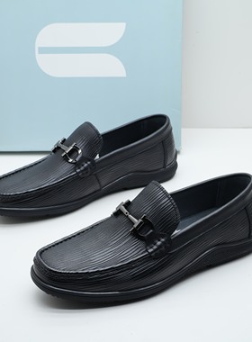 comedy/康莉撤柜断码秋季真皮圆头平底男士休闲运动鞋时尚懒人鞋