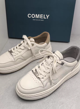 comedy/康莉撤柜断码秋季真皮圆头厚底男士休闲运动鞋时尚小白鞋