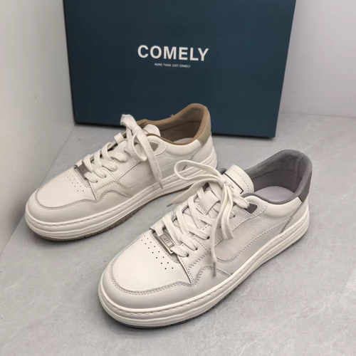 comedy/康莉撤柜断码秋季真皮圆头厚底男士休闲运动鞋时尚小白鞋