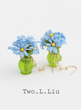 Two.L.Liu花间絮语系列原创小花瓶耳环女春夏出游度假风耳夹