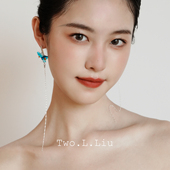 Two.L.Liu汀兰系列原创设计流苏耳环女蓝色花朵气质高级感耳饰