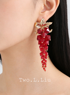 Two.L.Liu东方绮梦系列原创春节红色耳环女个性轻奢高级感耳饰