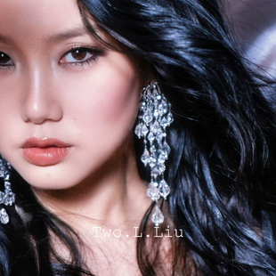 黄龄同款耳环声生不息舞台耳饰超闪高级感水晶耳针无耳洞耳夹