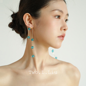 Two.L.Liu蓝色水晶耳环女流苏气质高级感超仙水滴小众百搭耳饰