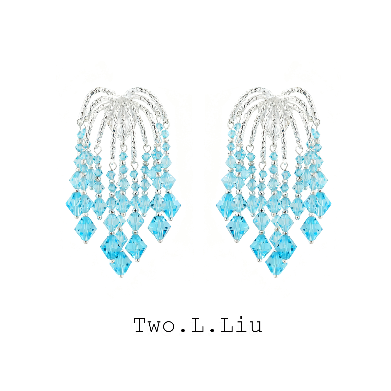 深海流光系列蓝色耳环女