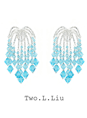 Two.L.Liu深海流光系列蓝色流苏耳环女原创小众高级感气质耳饰