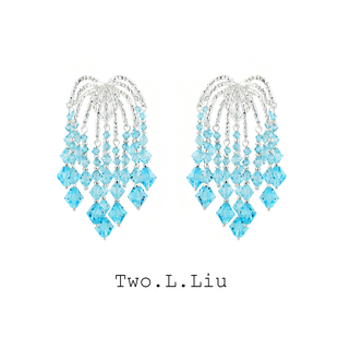 Two.L.Liu深海流光系列蓝色流苏耳环女原创小众高级感气质耳饰