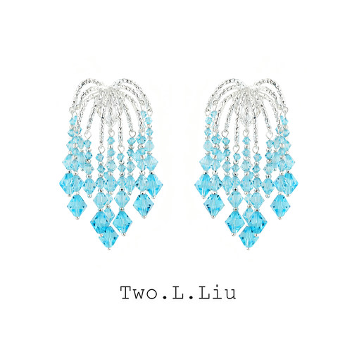 深海流光系列蓝色耳环女