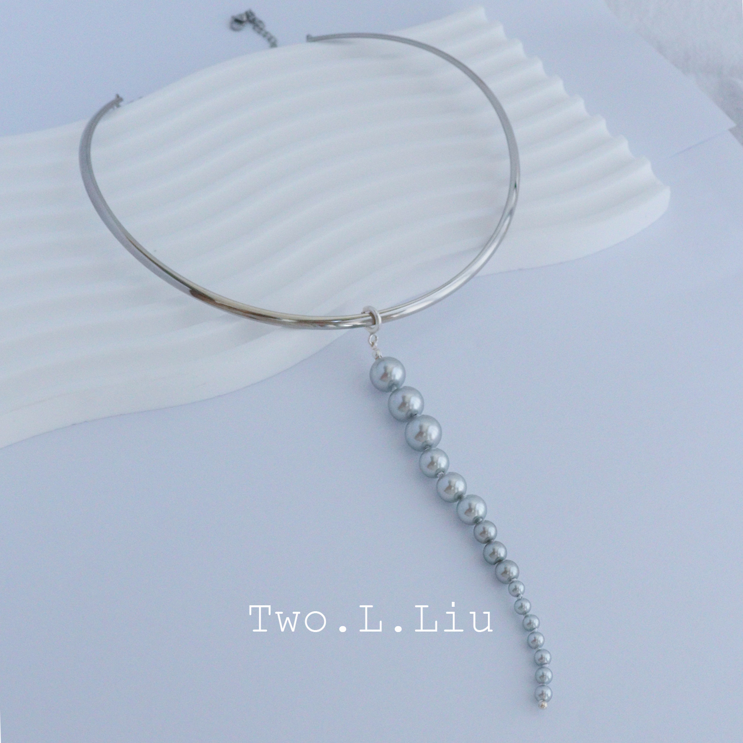 真多麻灰色珍珠璎珞项圈项链