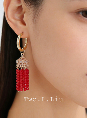 Two.L.Liu东方绮梦系列红色春节新年耳环女新中式原创设计耳饰