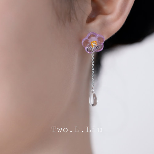 Two.L.Liu樱花物语粉紫色耳坠