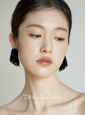 Two.L.Liu黑色流苏耳环女超酷个性夸张高级设计感气质耳夹耳饰