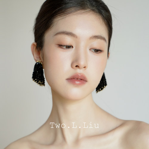 黑色流苏耳环女超酷个性夸张