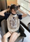 FUN CARTOON ANIME STICK FIGURE PRINT SHORT SLEEVE T-SHIRT WOMENS CUTE RAGLAN TOP IS POPULAR THIS YEAR INS SUMMER