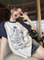 FUN CARTOON ANIME STICK FIGURE PRINT SHORT SLEEVE T-SHIRT WOMENS CUTE RAGLAN TOP IS POPULAR THIS YEAR INS SUMMER