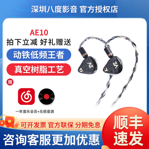 山灵AE10 十动铁单元入耳式HIFI音乐有线耳机可换线4.4mm平衡耳塞