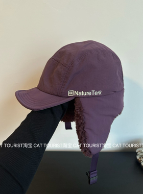 CAT TOURIST 紫色保暖户外滑雪飞行帽男女同款加绒护耳雷锋帽子潮