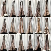 渔网袜黑丝镂空脚尖加密提花网裤 袜性感ins潮欧美网格黑丝袜跨境