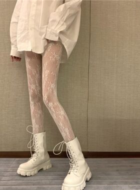 白色丝绸花藤袜春夏瘦性感