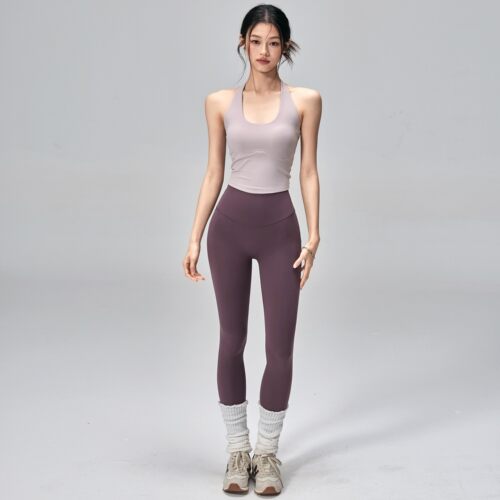 带胸垫挂脖显瘦瑜伽服背心两件套