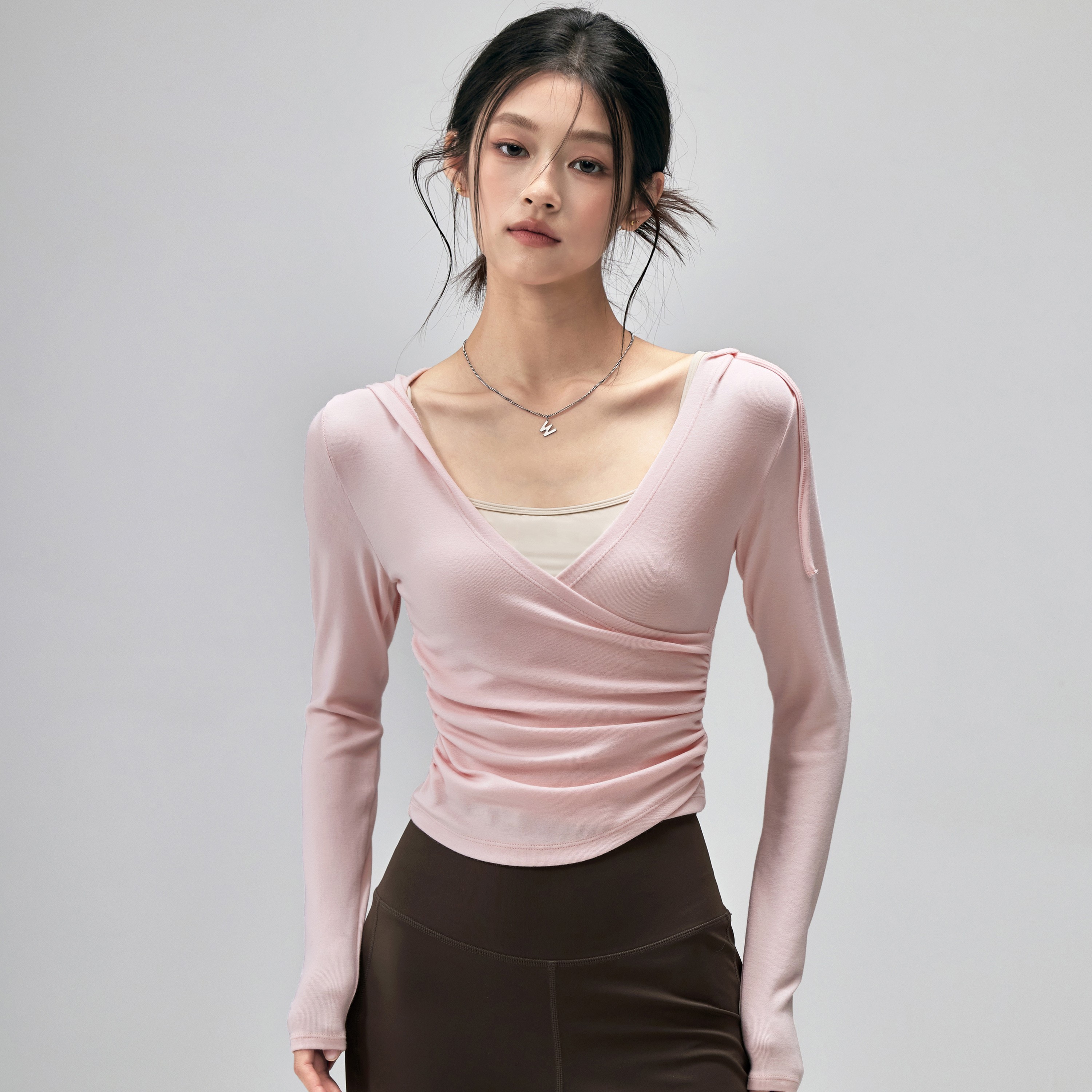 连帽瑜伽服长袖女修身显瘦运动上衣外穿气质普拉提训练健身T恤秋