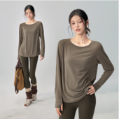 宽松健身服长袖 女秋冬专业户外跑步运动上衣普拉提训练瑜伽T恤新